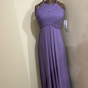 Levkoff lavender Halter Bridesmaids Chiffon Dress Size 6